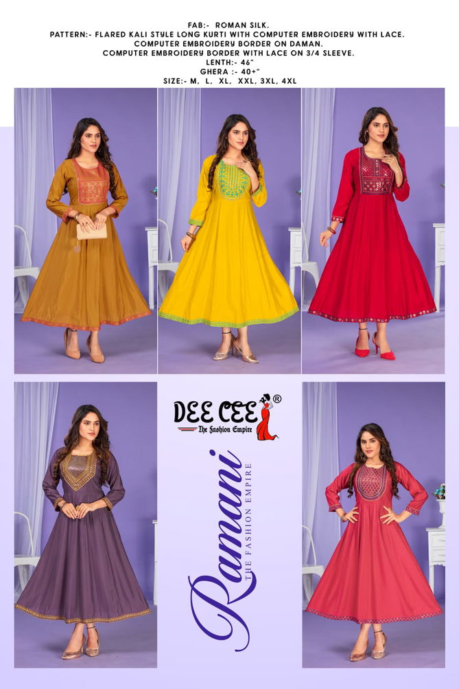 Ramani By Deecee Roman Silk Designer Long Kurti Wholesale Shop In Surat